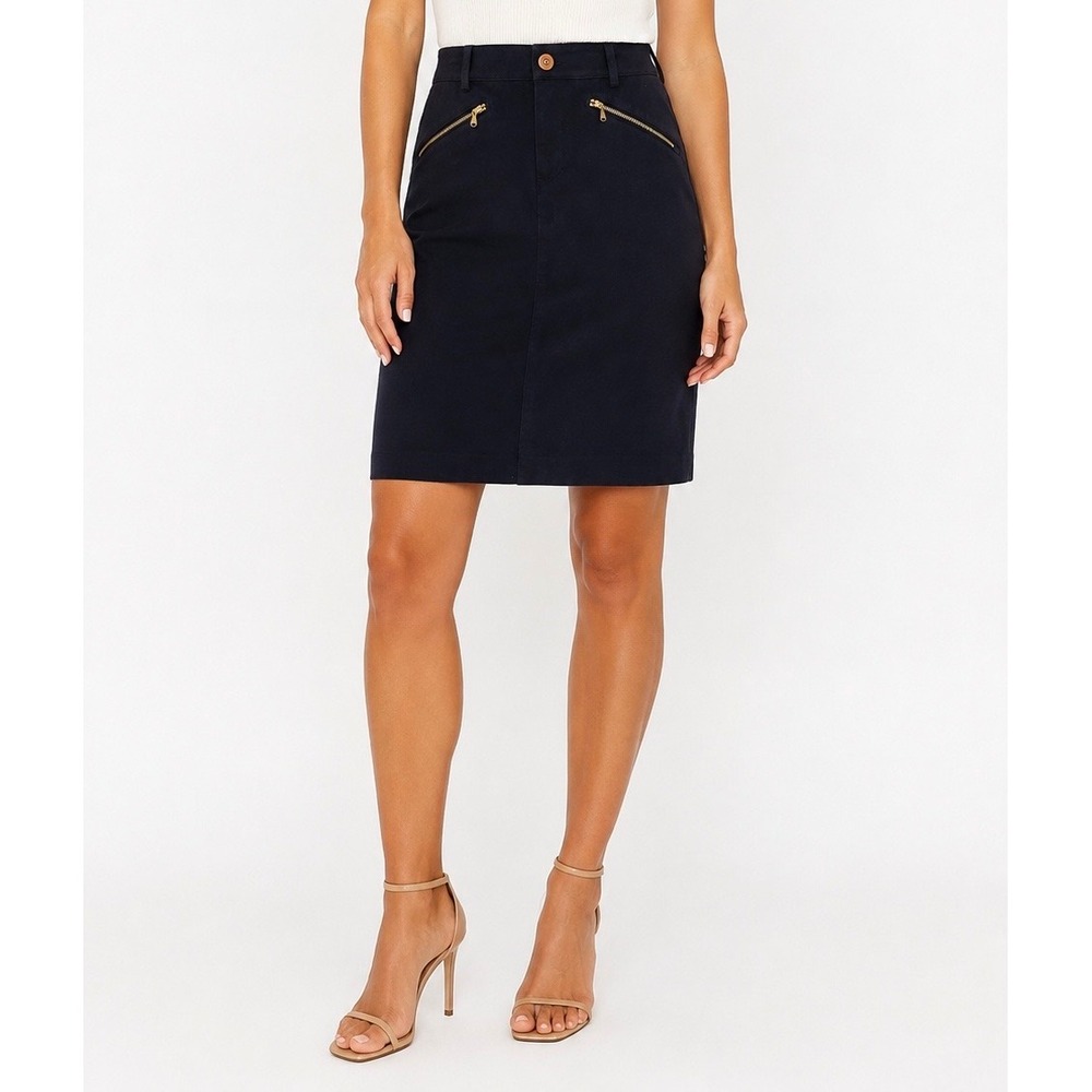 Lauren Ralph Lauren Navy Pencil Skirt with Gold Zip Pockets Size 6